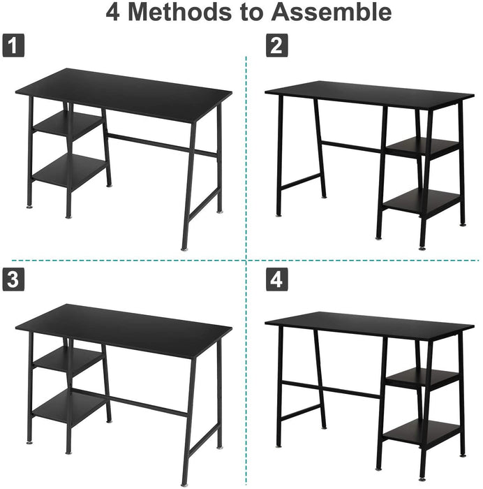 Industrial Style Computer Desk with Storage Shelves