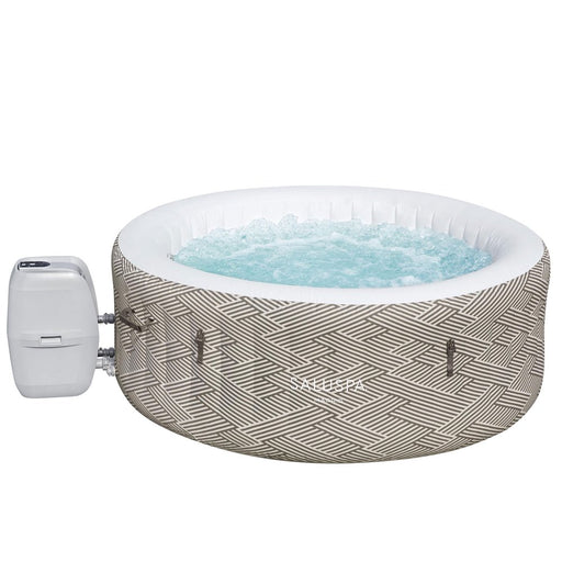 Madrid Saluspa 120 Air Jet round 2-4 Person Inflatable Hot Tub Spa with Cover, Brown/White