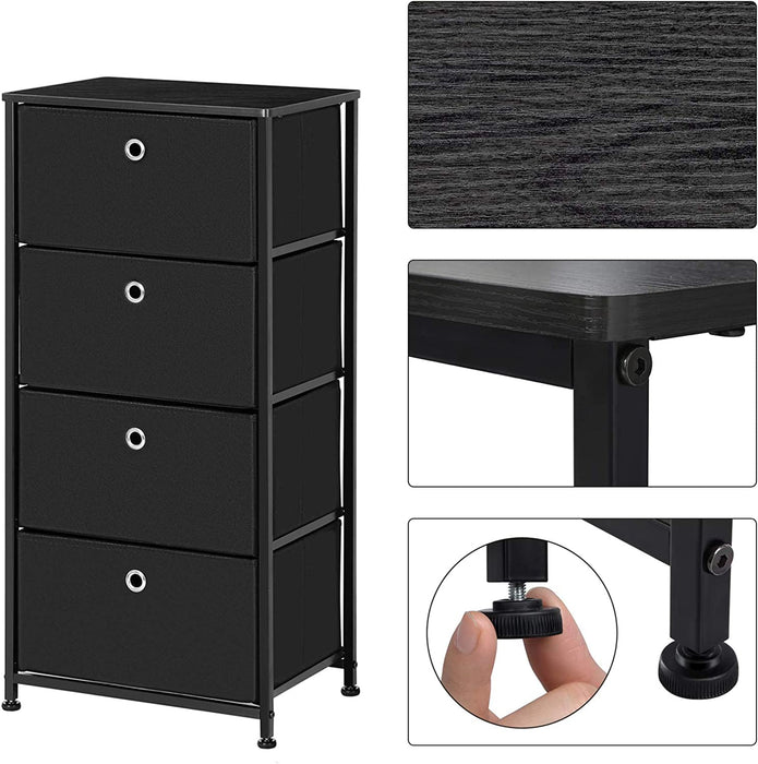 Black 4-Drawer Nightstand and Dresser