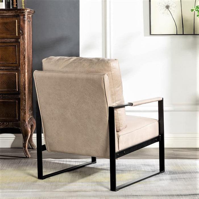 Mid Century Modern Accent Chair in Camel Microfiber