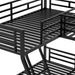 L-Shaped Metal Triple Bunk Bed, Twin over Full, Desk, Black