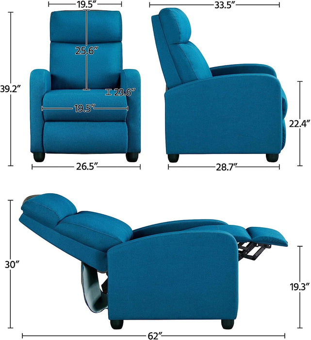 Blue Fabric Recliner Chair