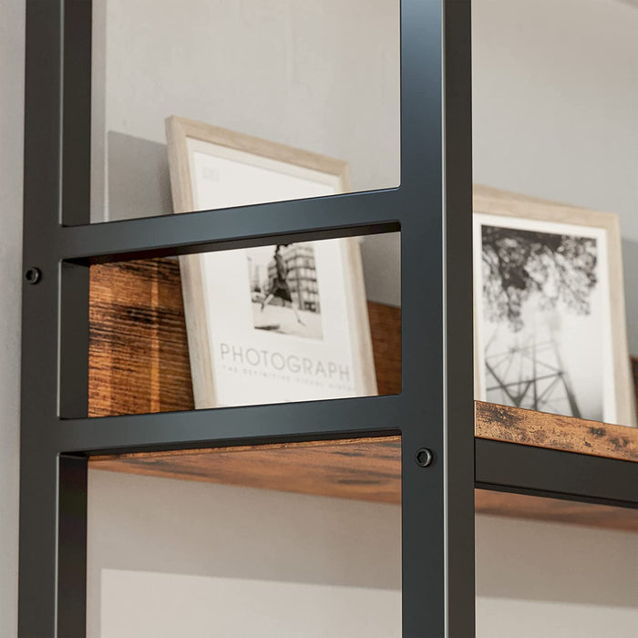 5-Tier Industrial Corner Bookcase with Metal Frame