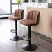 Brown Faux Leather Adjustable Bar Stools, Set of 2