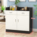 Luxury Bar Cabinet with Storage, Black and White