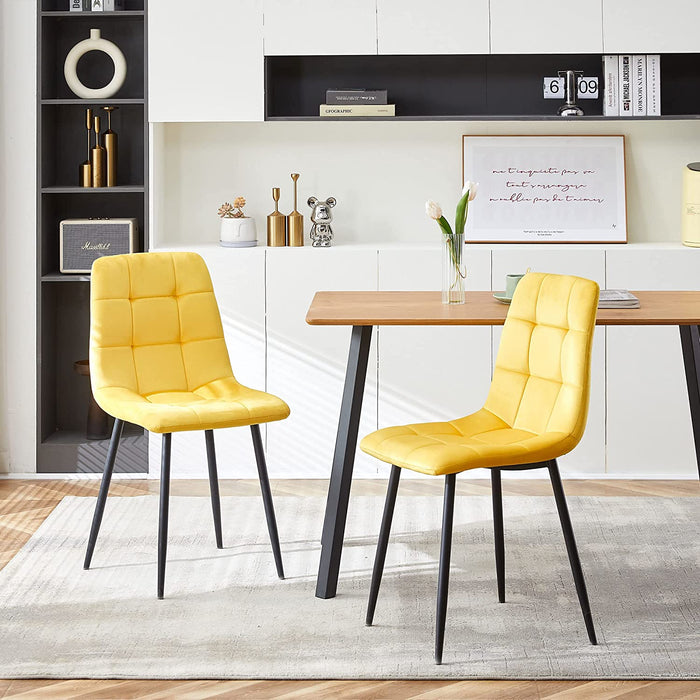 Modern 5-Piece Dining Table Set for 4, Yellow