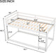 White Low Wood Twin Bunk Bed with Slat and Ladder