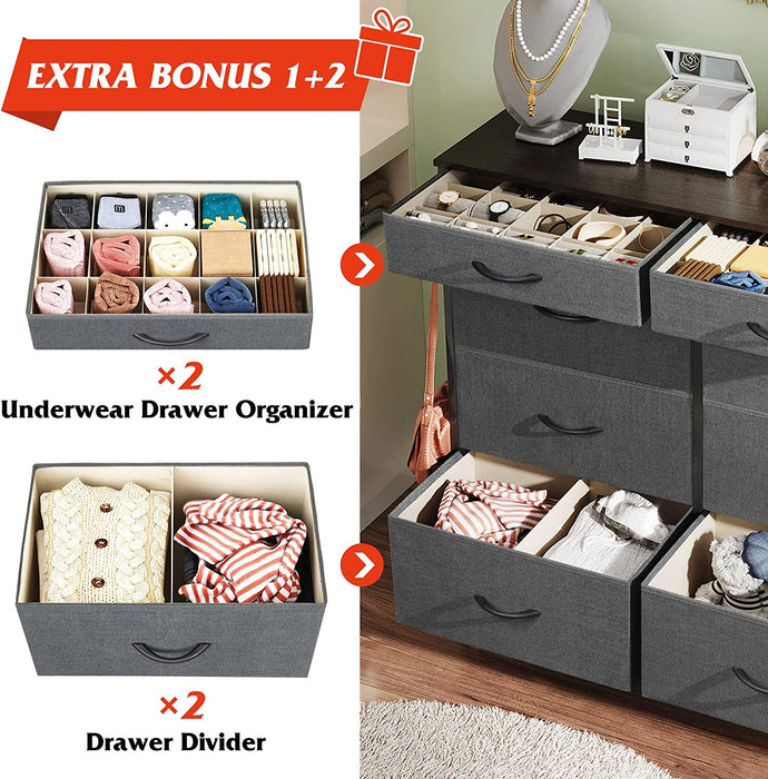 Fabric Dresser with 8 Drawers, Dark Grey