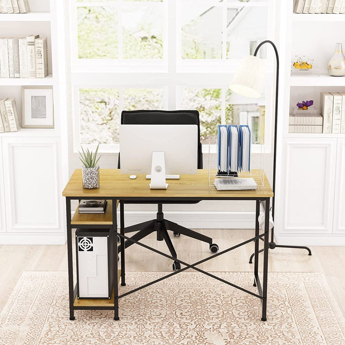 Industrial Writing Desk with Storage and Hooks