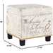 Neutral Beige Script Ottoman with Storage Square