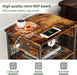 Rustic Brown Side Table with Charging Station