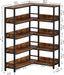 5-Tier Industrial Corner Bookcase with Metal Frame