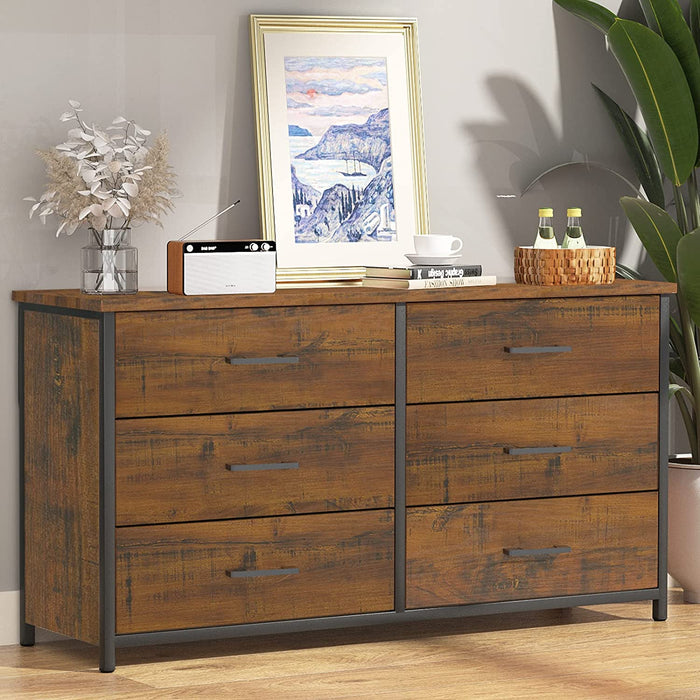 Industrial 6-Drawer Double Dresser