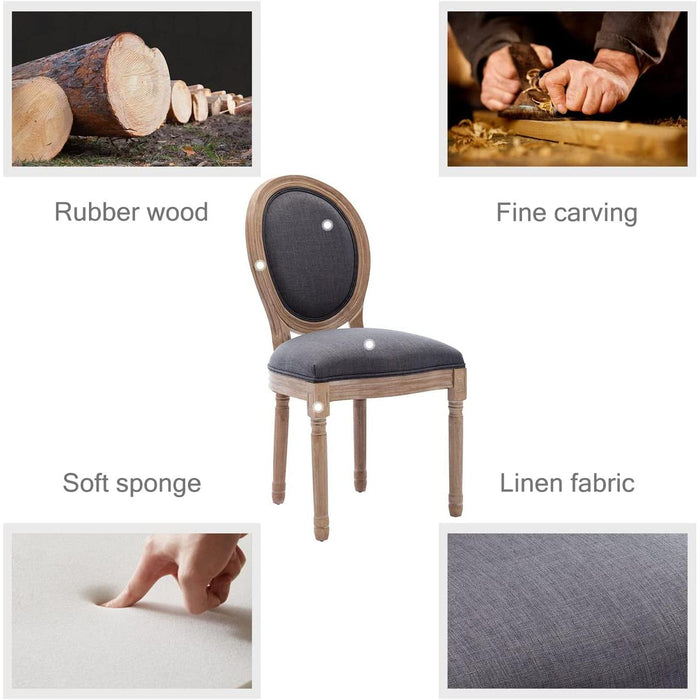 French Country Dining Chairs Set of 6, Upholstered, Solid Wood Leg