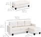 White L-Shape Sectional Sofa Set with Ottoman