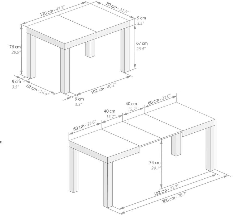 First Extendable Oak Laminate-Finished Table Italy