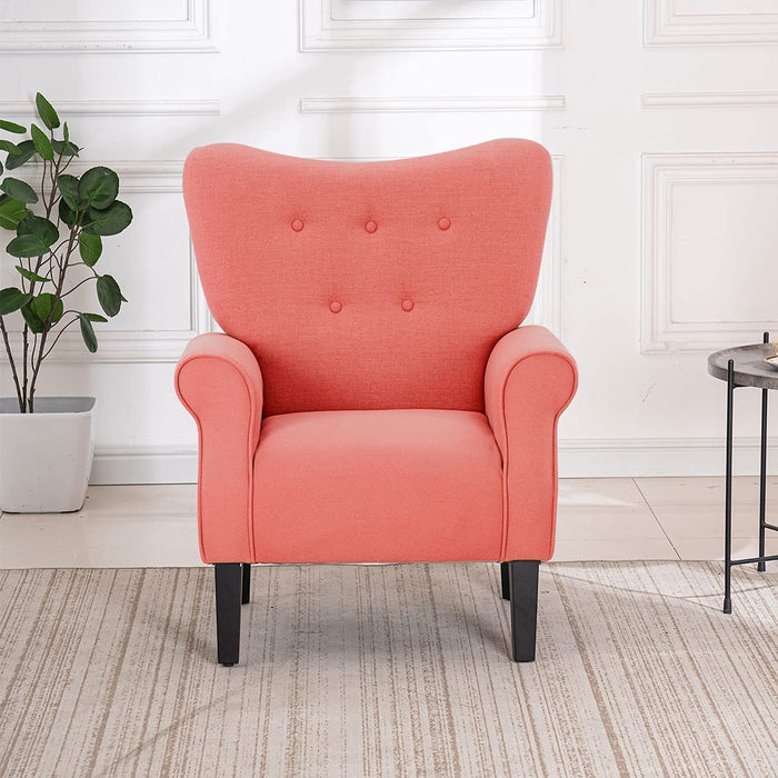 Modern Wingback Accent Chair with Wood Legs