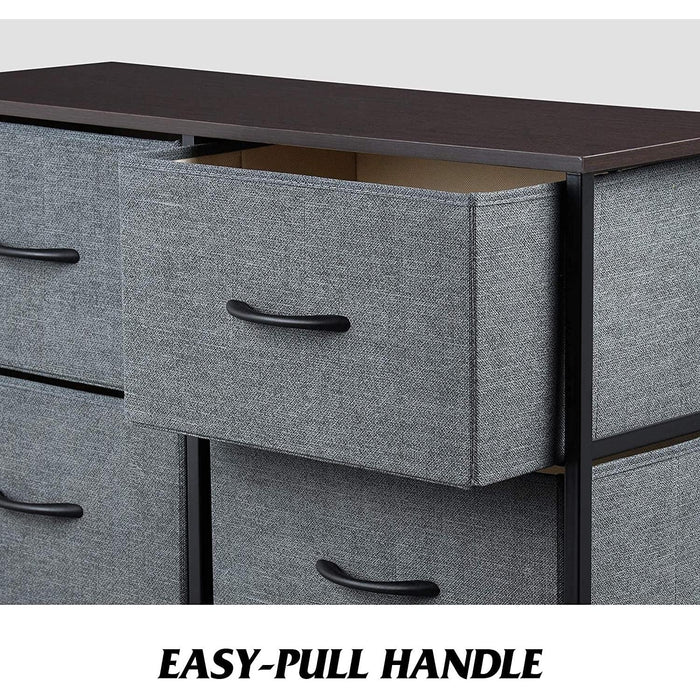 6 Drawer Dark Grey Fabric Dresser