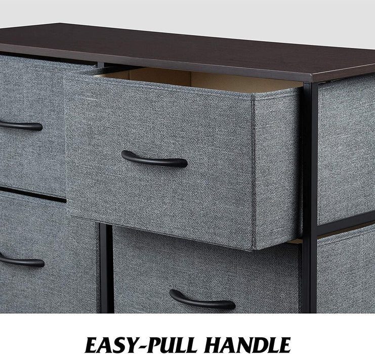 6 Drawer Dark Grey Fabric Dresser