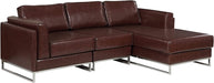 Modern Leather L-Shape Sectional Sofa, Right Chaise