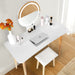 Makeup Vanity Desk with Lighted Mirror - White