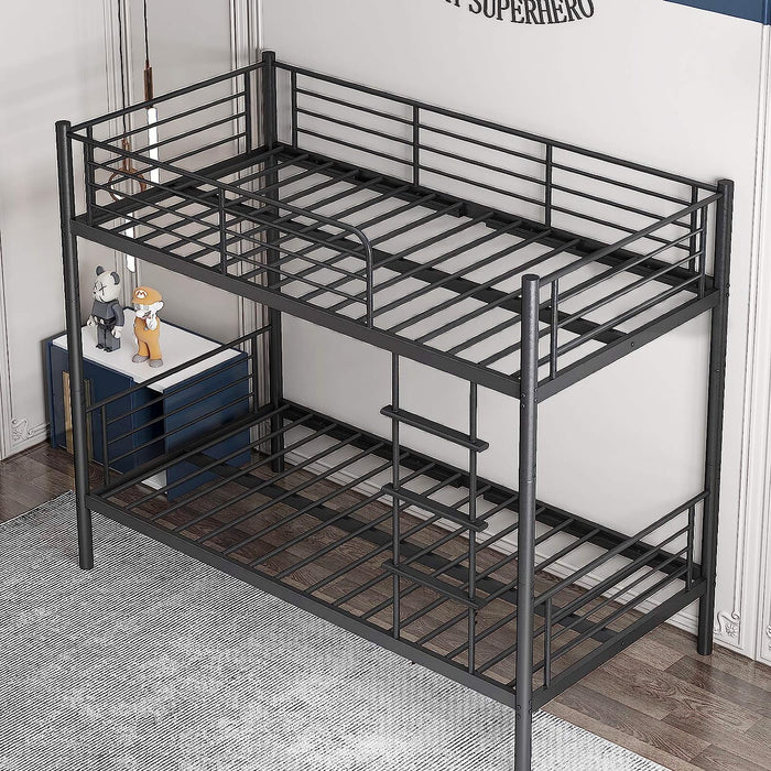 Heavy-Duty Twin Bunk Bed with Guard Rails, Metal