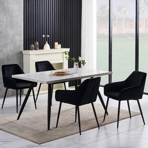 Black Velvet Dining Chairs with Arm, Set of 4