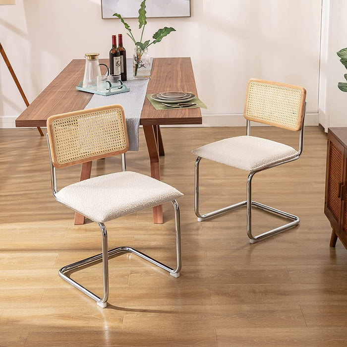 White Rattan Mid-Century Chairs