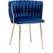 Velvet Dining Chairs with Gold Metal Legs, Set of 4, Blue