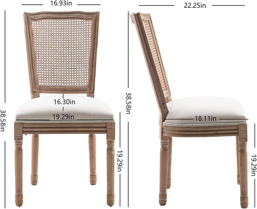 Rattan French Bistro Farmhouse Dining Chairs Set of 4