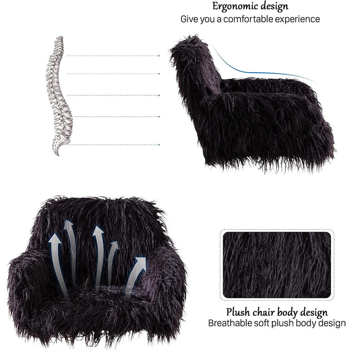 Soft Faux Fur Swivel Chair for Home Office