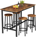 Bar Table and Chairs Set Industrial Counter Height Pub Table with 4 Chairs