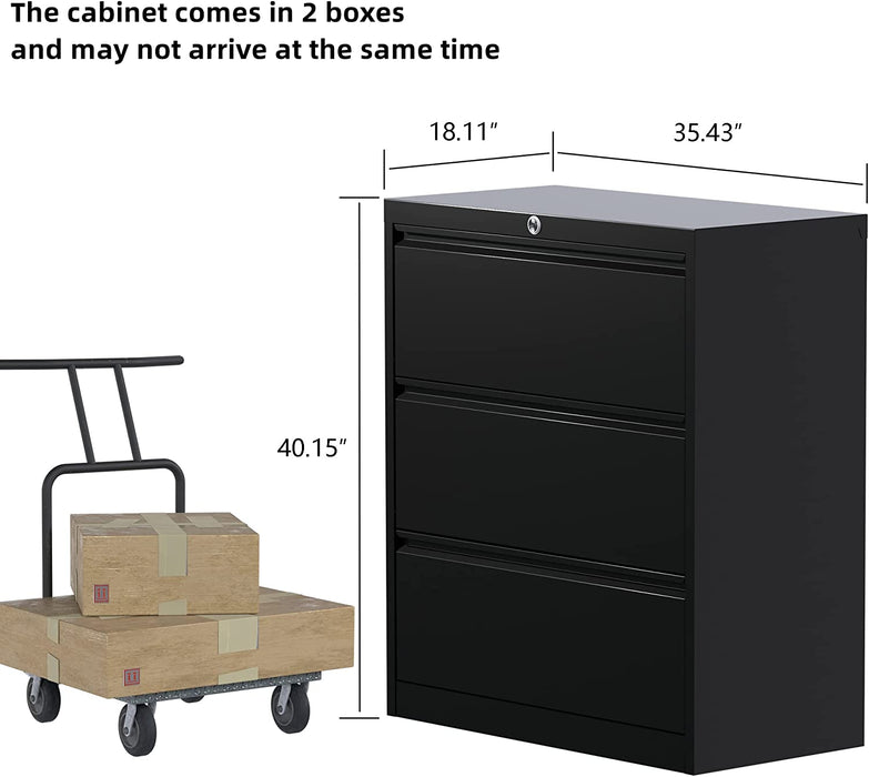 Lockable 3-Drawer Metal File Cabinet for Office/Home