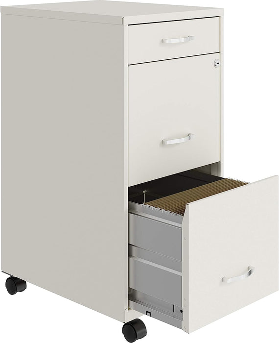 White Mobile File Cabinet, 26.5 X 14.3 X 18 In