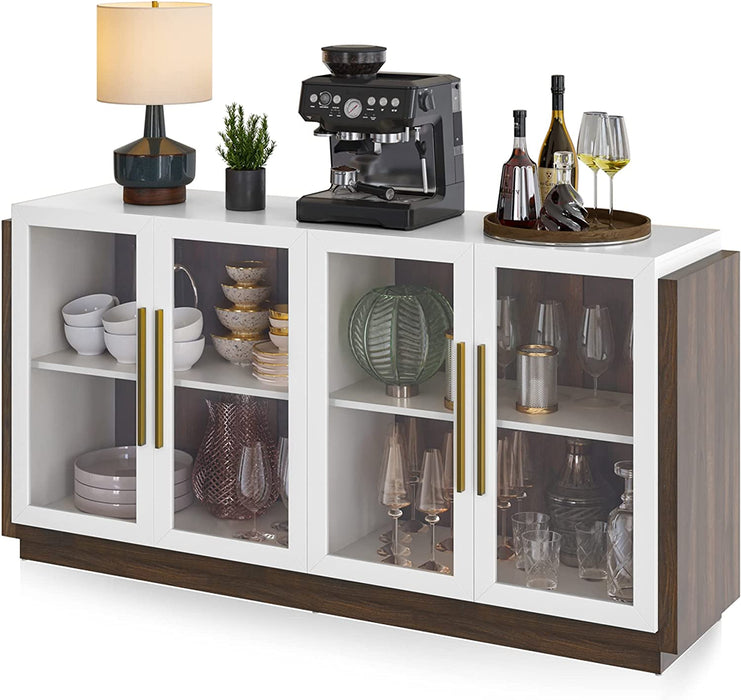 Brixston Modern Wood Glass-Buffet Cabinet