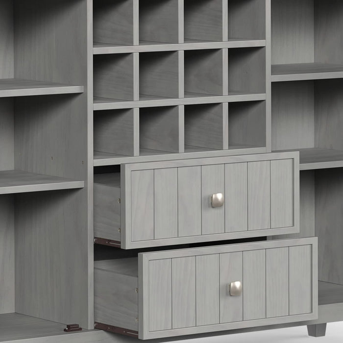 Fog Grey Solid Wood Transitional Sideboard Buffet and Wine Rack