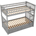 Grey Twin Bunk Bed with Storage, Drawers, and Safety Rail