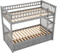 Grey Twin Bunk Bed with Storage, Drawers, and Safety Rail