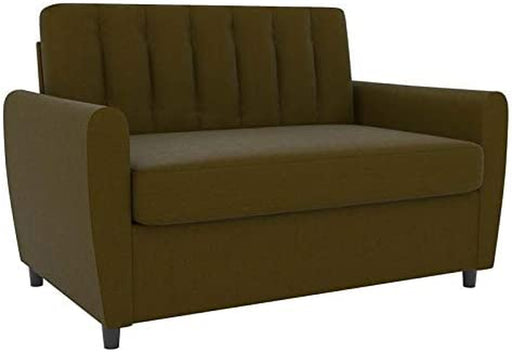 Green Linen Loveseat Sofa Sleeper with Memory Foam