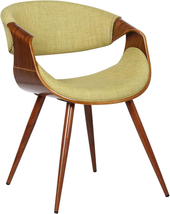 Green Fabric Butterfly Dining Chair, Walnut Finish