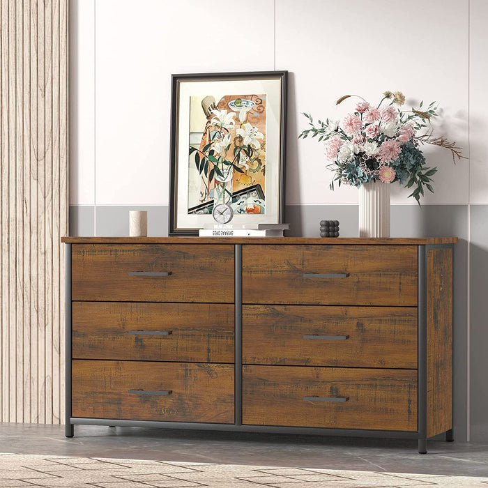 Industrial 6-Drawer Double Dresser