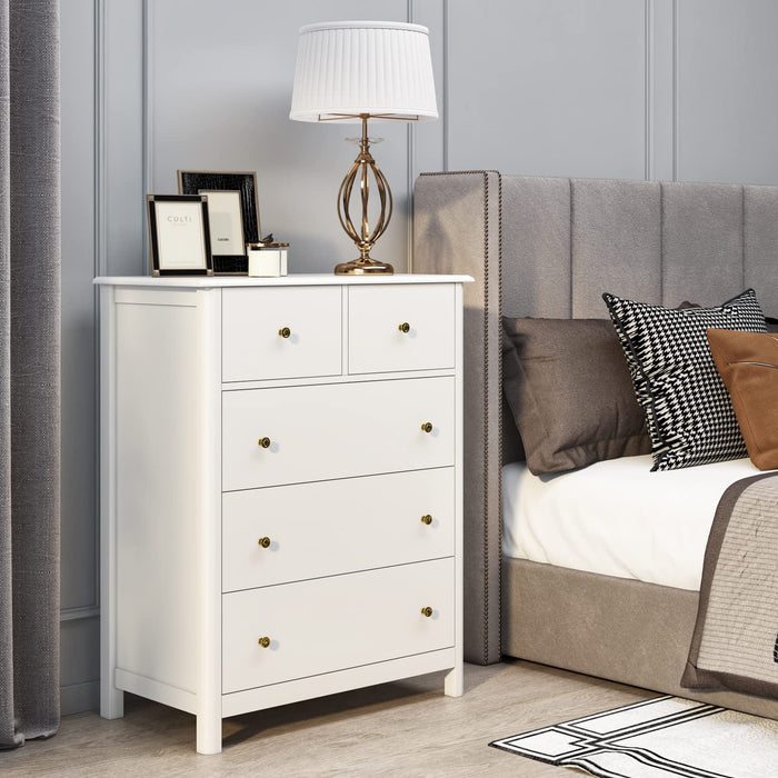 White Drawer Chest for Bedroom, Nursery, and Living Room