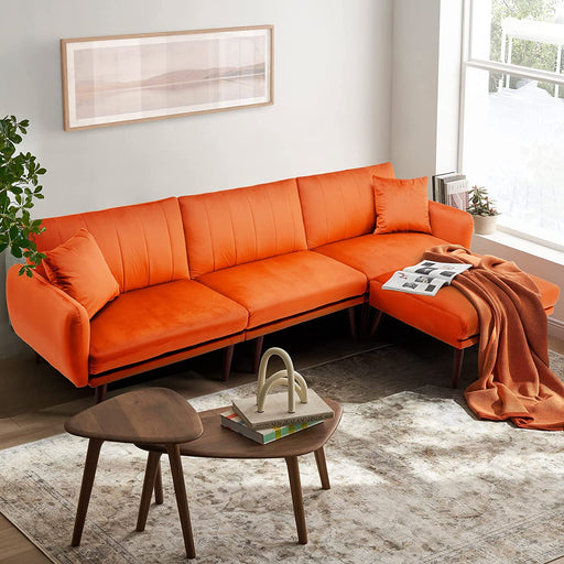 Modern Velvet Convertible Sectional Sofa