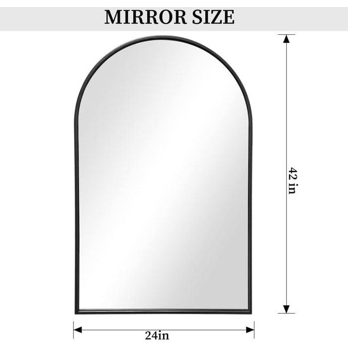 Contemporary Black Arched Wall Mirror, 42X24, Ideal for Bathroom Vanity, Living Room or Bedroom, Entryway, Modern & Stylish Arch Top Mirror, with Iron Frame