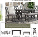 6 Piece Foldable Dining Set for 6 with Bench, Gray