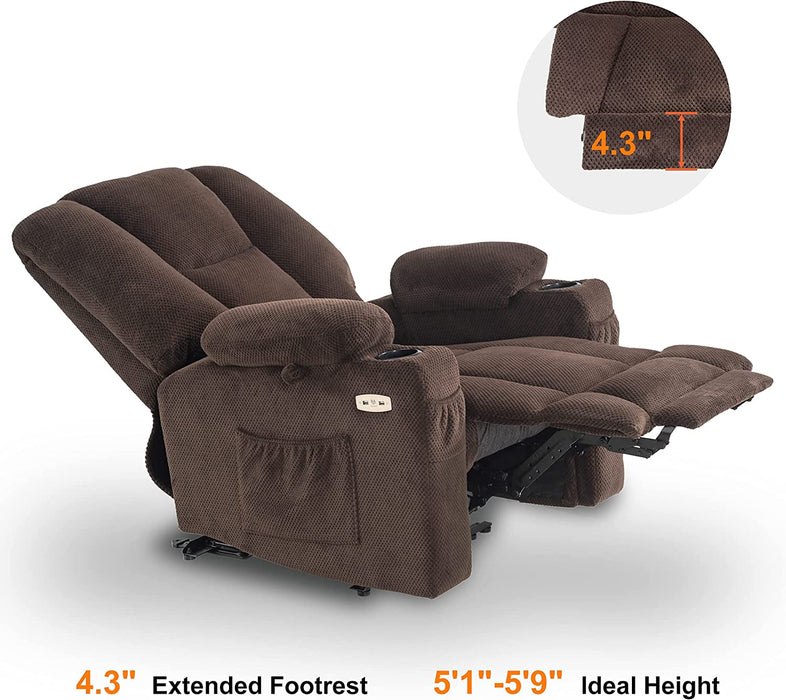 Fabric Electric Power Recliner Chair with Heat and Massage, Burgundy