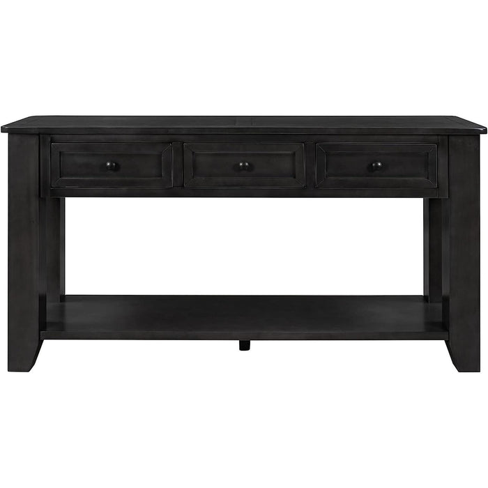 Black Console Table with Drawers and Shelf