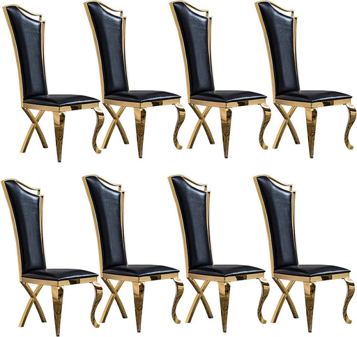 Luxury Highback Leather Dining Chairs Set of 8 in Black