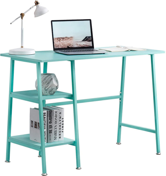 Blue 43″ Desk with 2 Shelves and Adjustable Feet