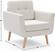 Beige Mid Century Accent Chair with Tufted Upholstery